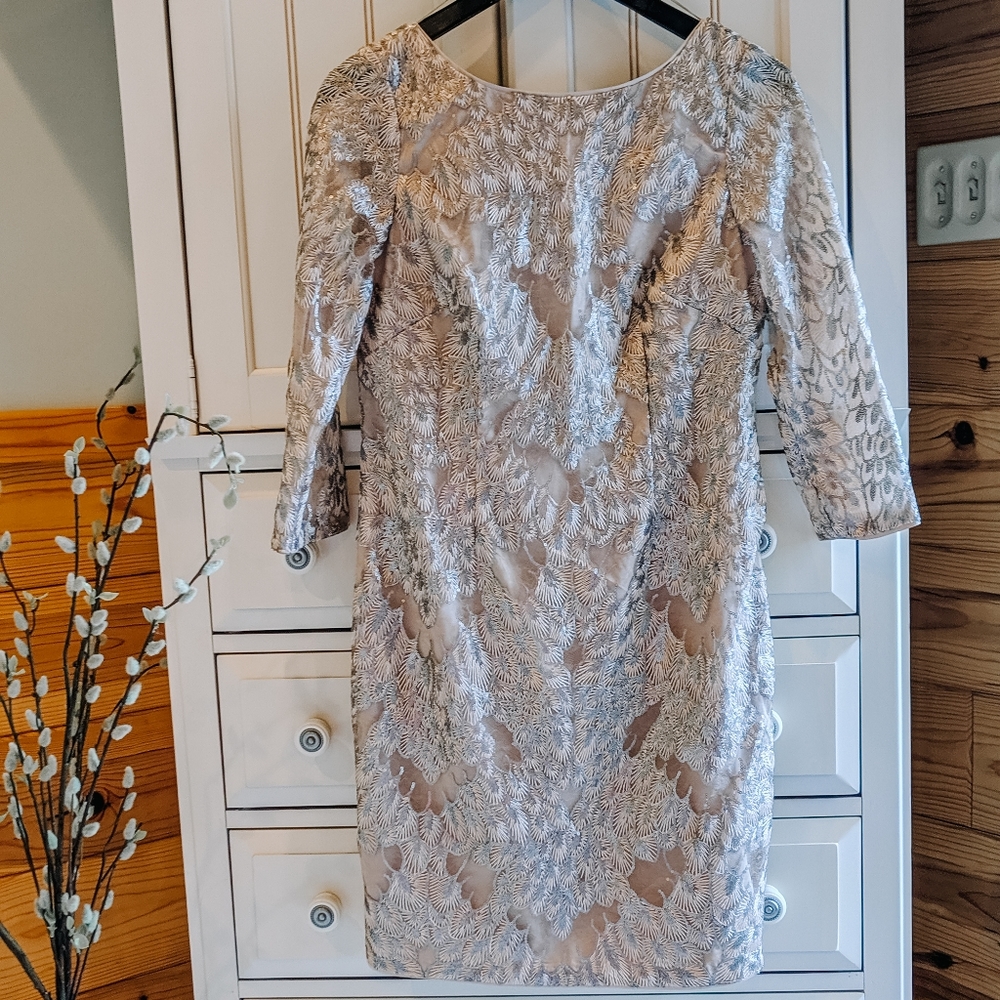 Aidan Mattox Gold Sequin Sheath Dress